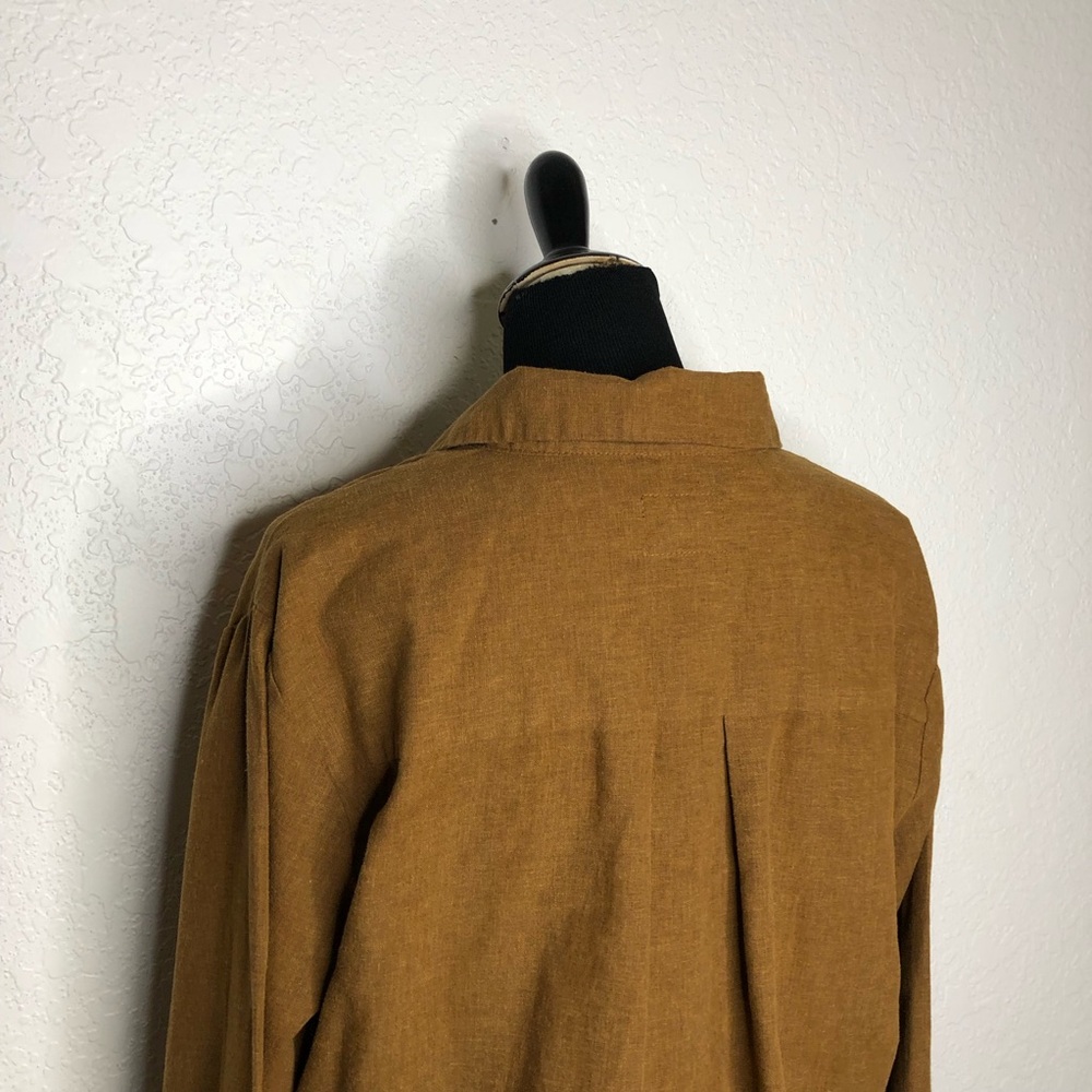 Velvet Heart caramel golden brown linen button down top size Medium - Picture 10 of 15